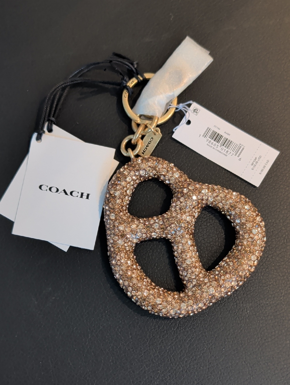 Coach Large Crystal Pretzel 🥨 Bag Charm NWT